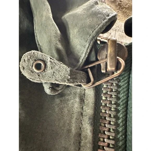 Vintage G III Suede Leather Bomber Jacket Green Size 26 / 28 - Picture 14 of 15